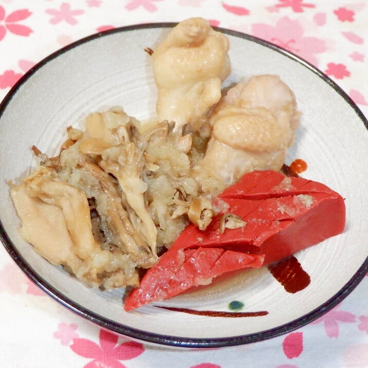 圧力鍋で簡単♪鶏手羽元と蒟蒻と舞茸のみぞれ煮